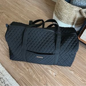 Vera Bradley Duffle Bag Black Quilted Cheetah Print Lining Pocket Travel Luggage